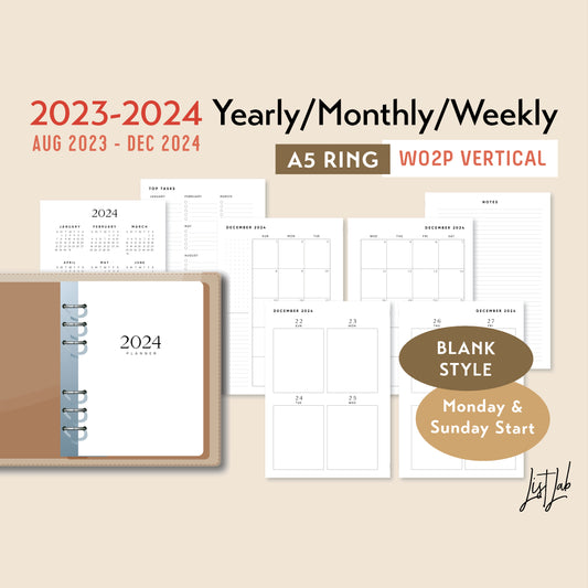 Personal Wide Ring DAILY PLANNER Printable Insert Set – ListLab
