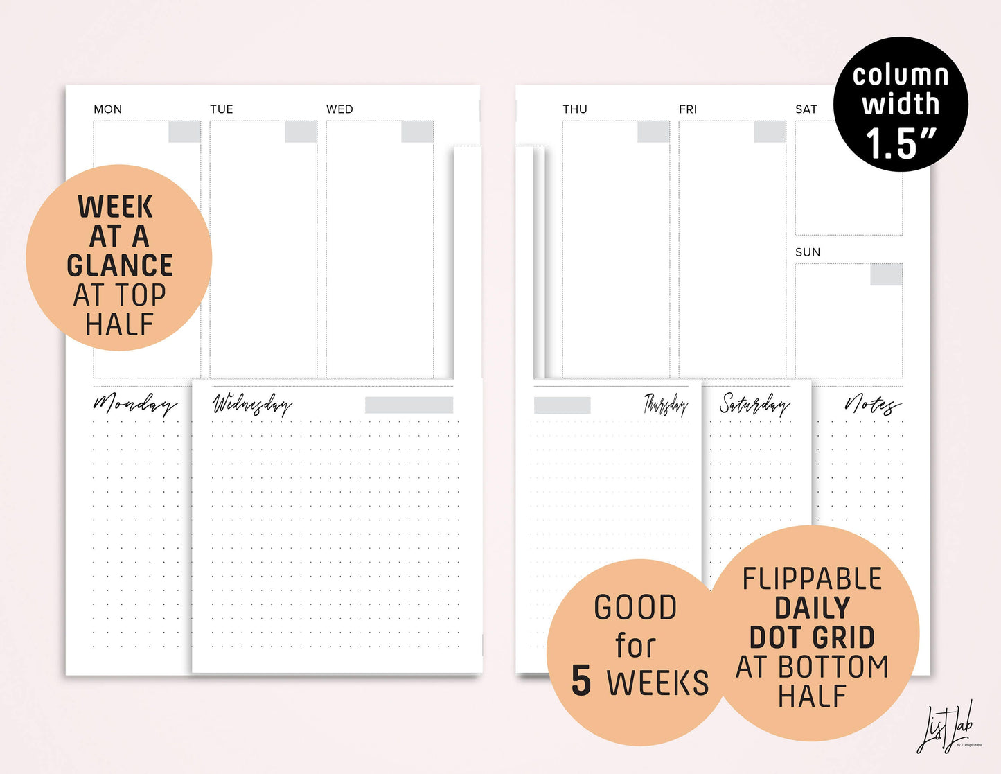 Daily Planner Printable A5 and Half Letter Size