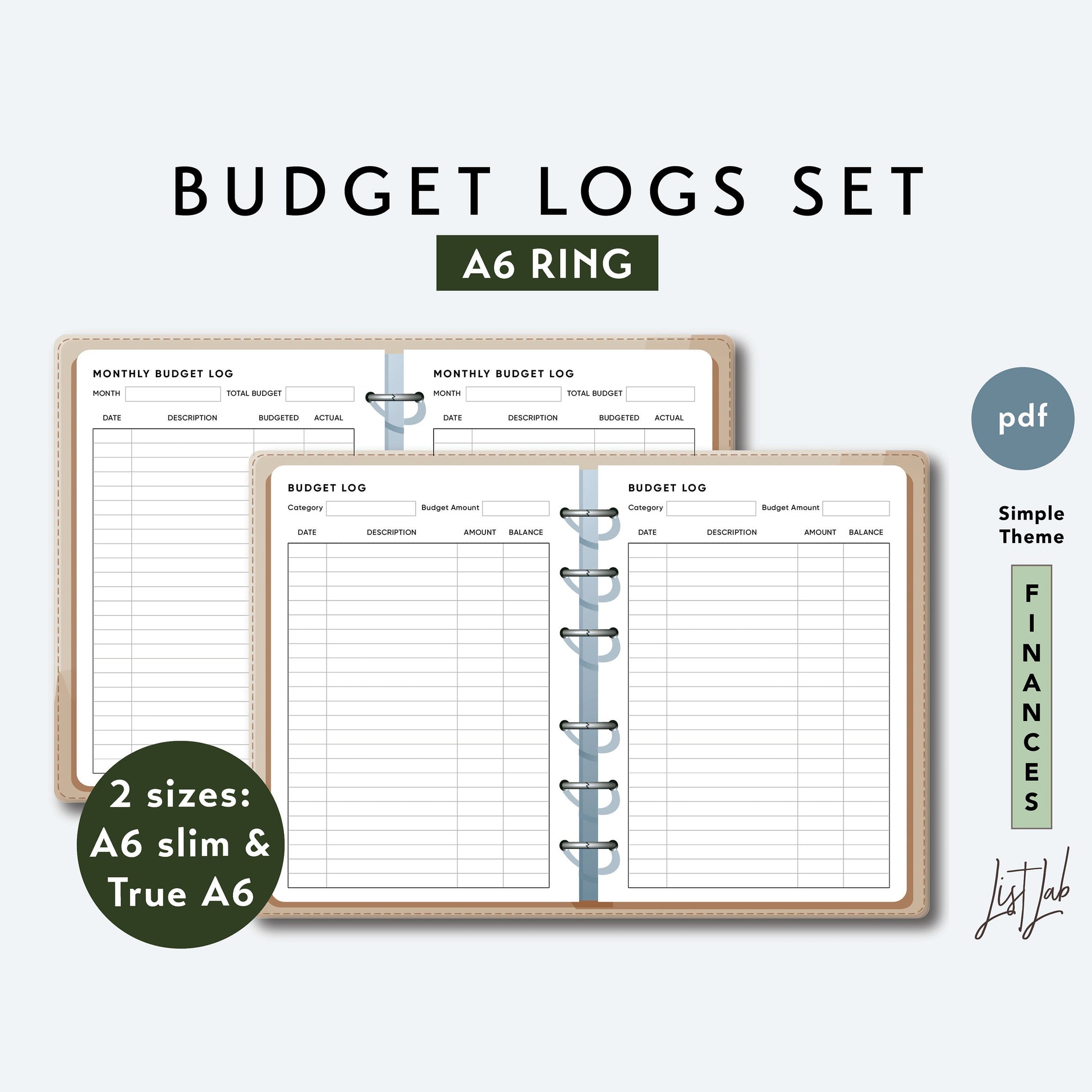 Budget Planner Printable A6 Inserts, Monthly Budget Template